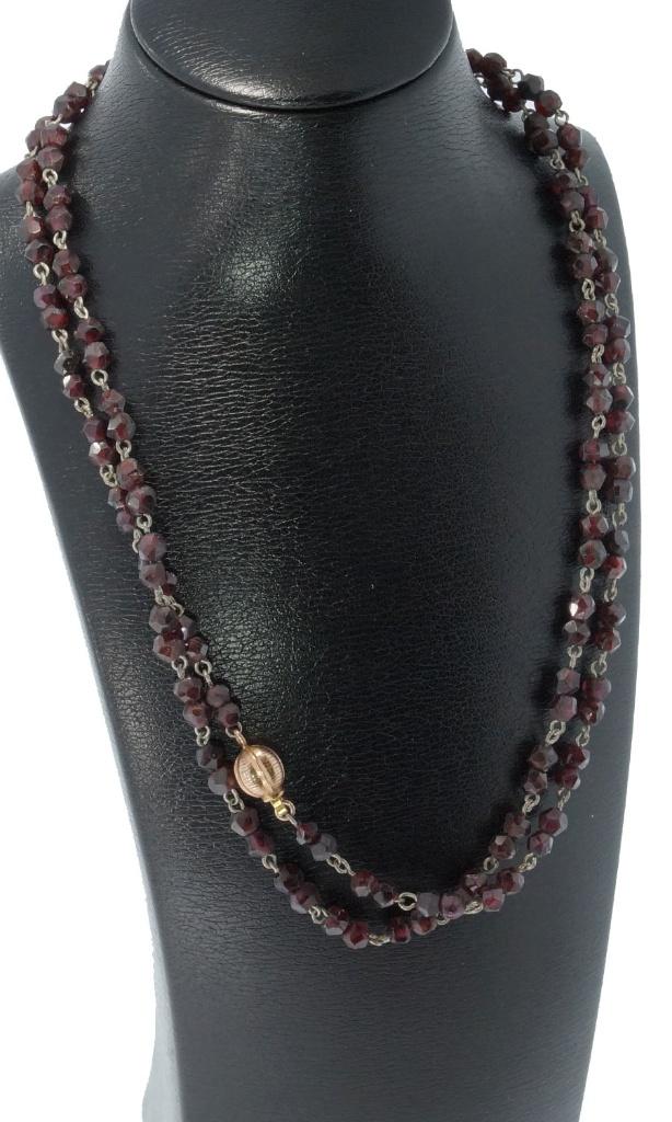 Granaat antieke ketting 14k gouden bol slot dames vintage, Sieraden, Tassen en Uiterlijk, Antieke sieraden, Verzenden, Goud, Ketting
