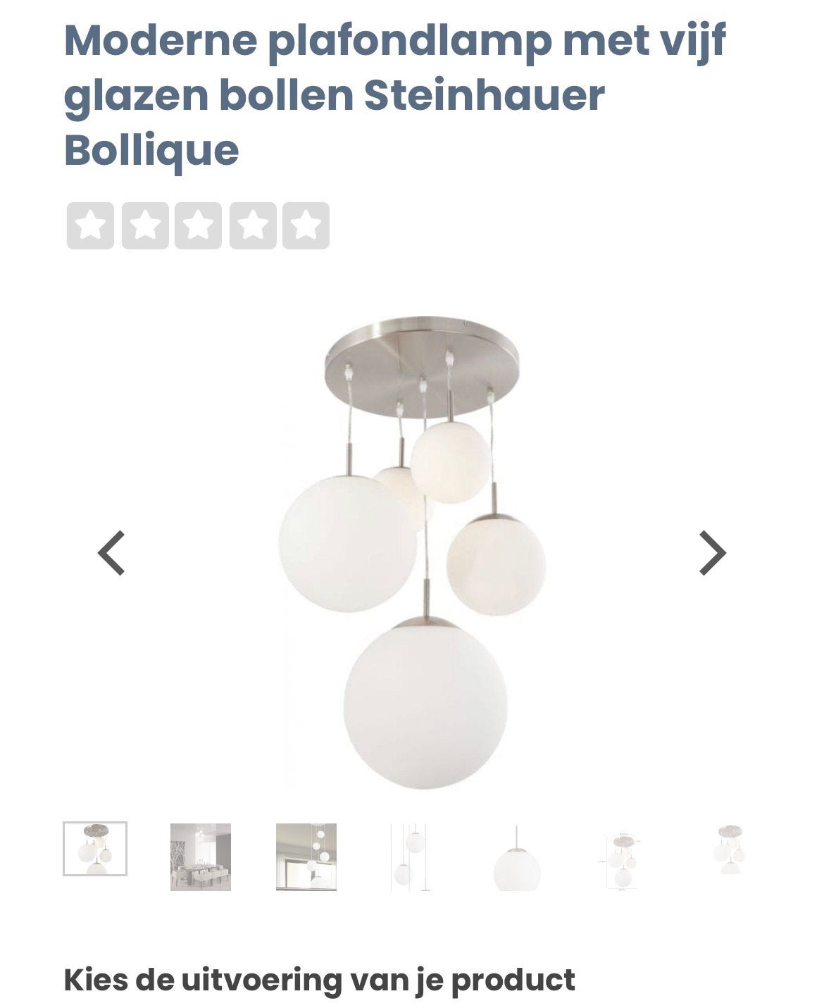 Steinhauer plafondlamp met glazen bollen, Ophalen, Nieuw, Steinhauer