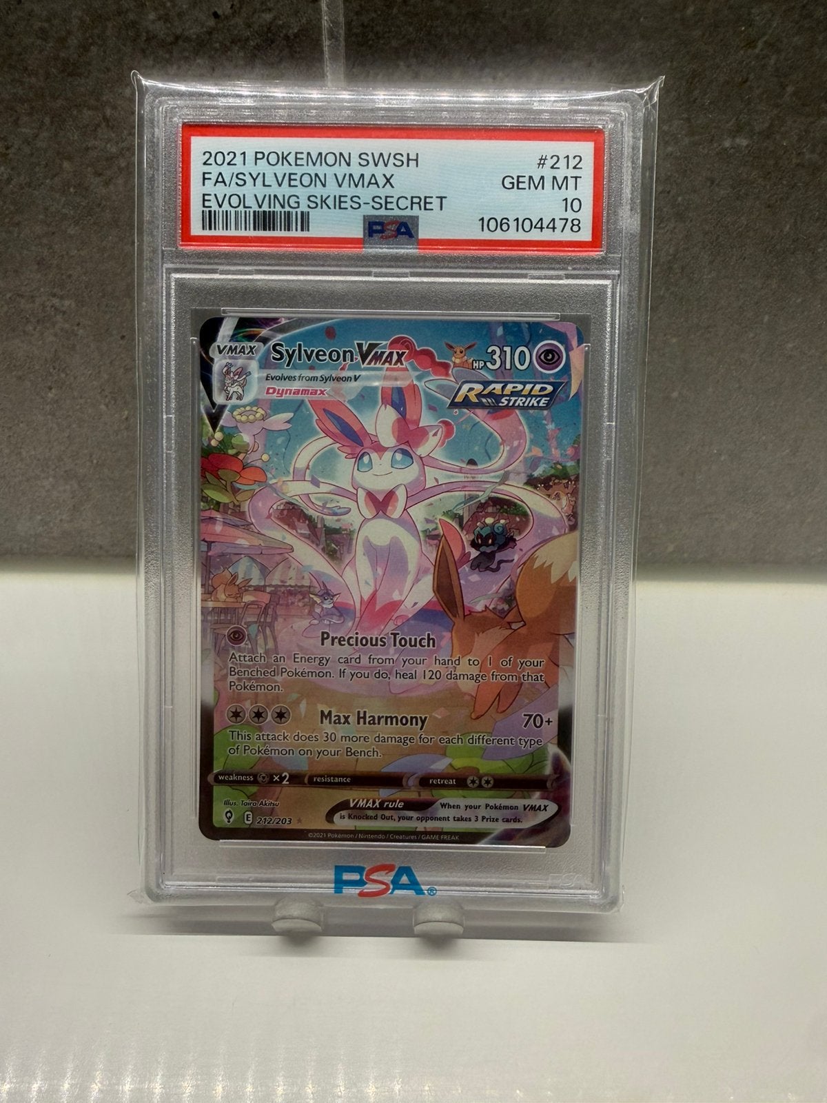 Sylveon vmax #212 - PSA10, Hobby en Vrije tijd, Verzamelkaartspellen | Pokémon, Ophalen of Verzenden, Nieuw, Losse kaart, Foil