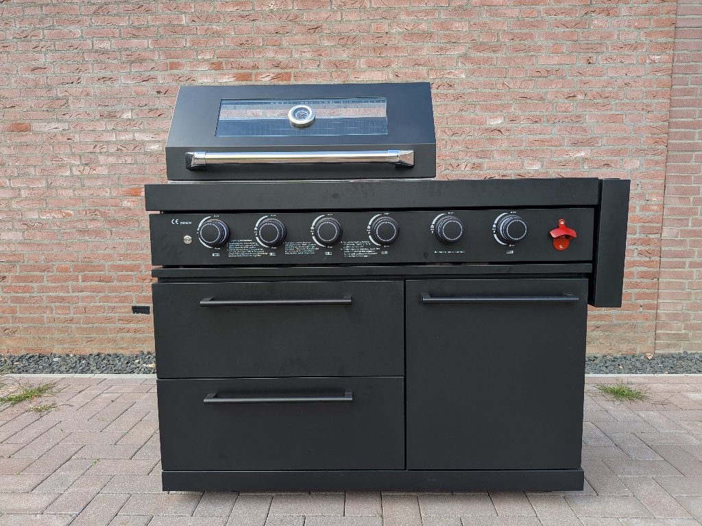Prof. Vrijstaande Gasbarbecue XL – 4+2 branders – RVS 304, Tuin en Terras, Ophalen, Nieuw, Red Dragon