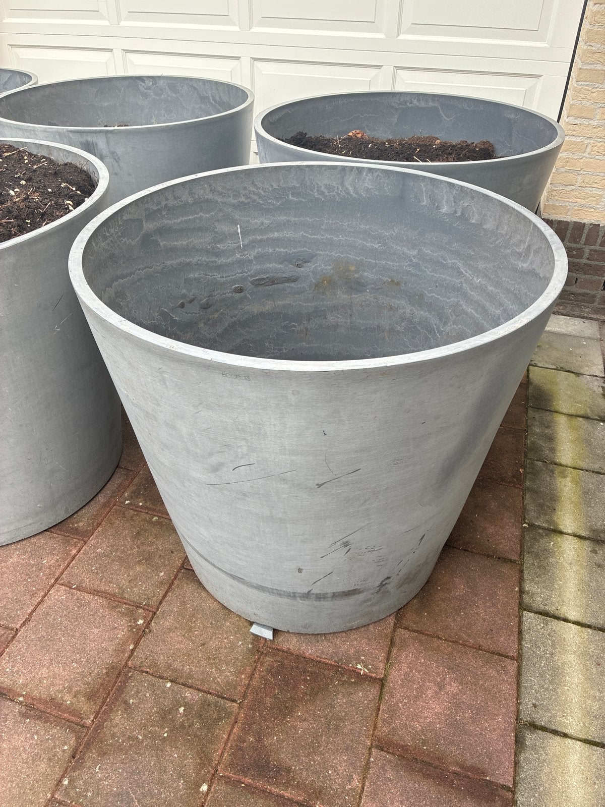 Ecopots Amsterdam 100 bloempot - Grote grijze plantenbak, Ophalen, Kunststof, Gebruikt, 40 cm of meer
