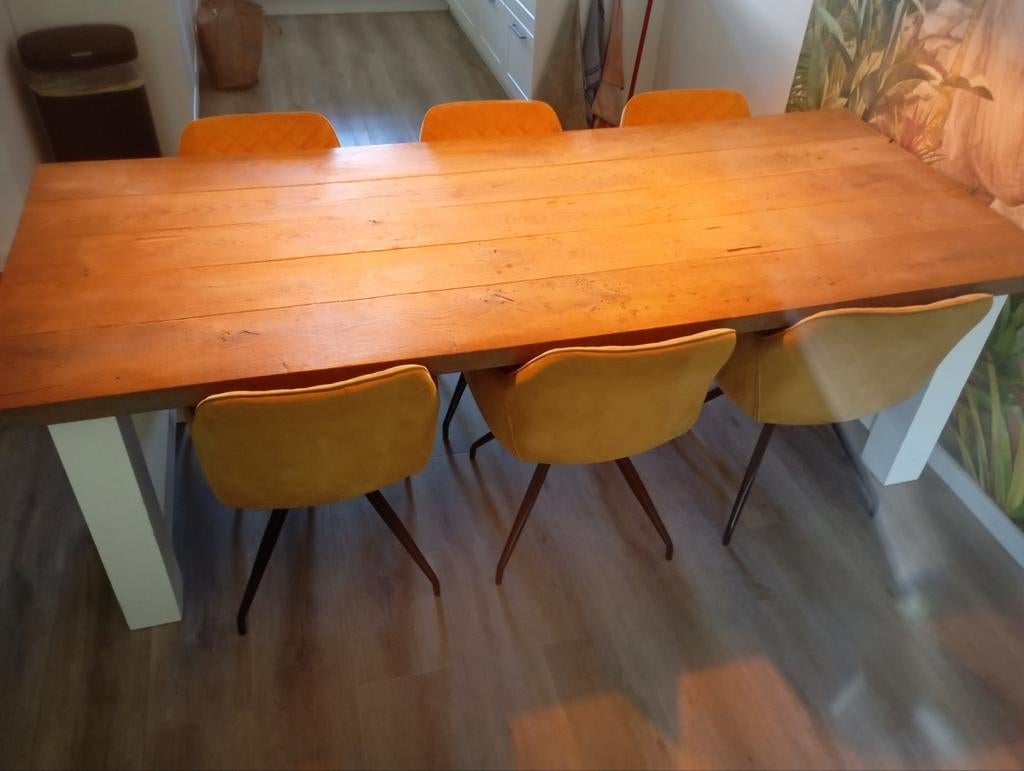 Eetkamertafel 2.4m lang , 1m breed. Massief eikenhout, Huis en Inrichting, Tafels | Eettafels, Ophalen, Gebruikt, Eikenhout, 200 cm of meer
