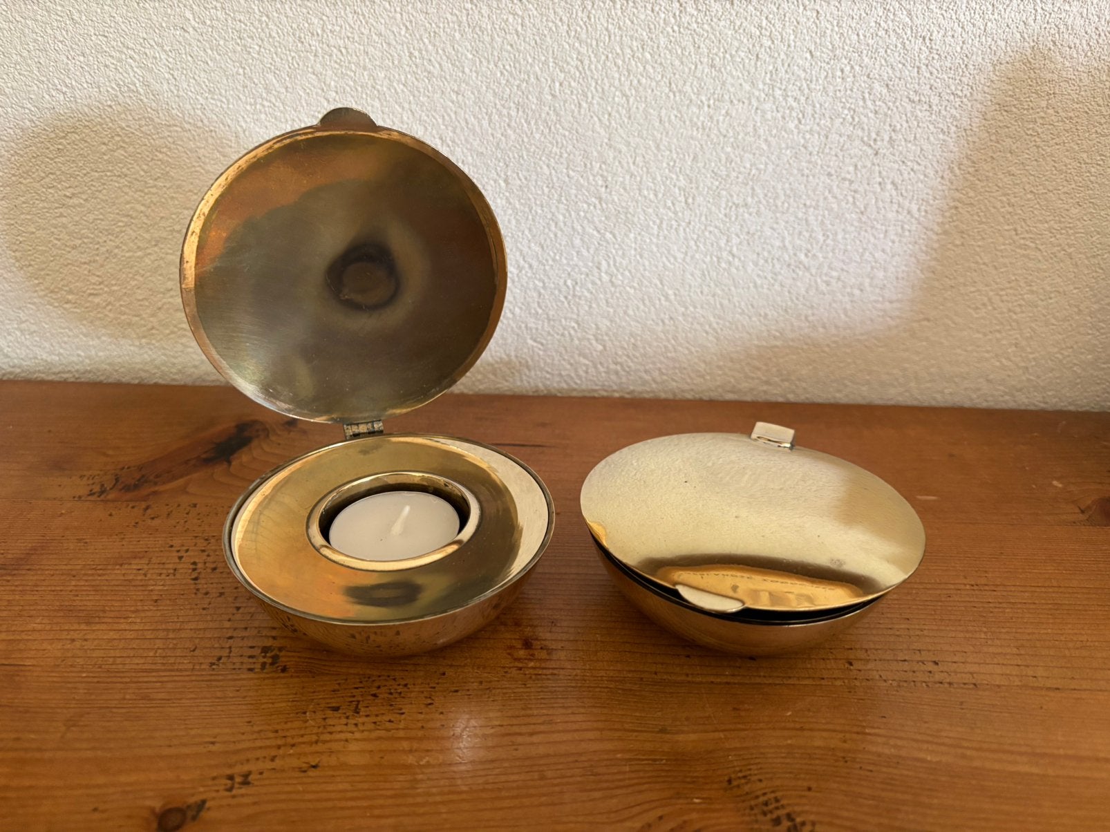 Vintage Design House Stockholm shell waxinelichthouders, Ophalen of Verzenden, Gebruikt, Goud, Kandelaar