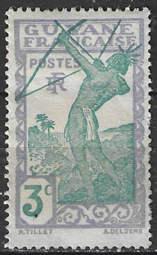 Frans-Guyana 1939/1940 - Yvert 157 - Pijl en Boog (ZG), Verzenden, Overige landen, Postfris