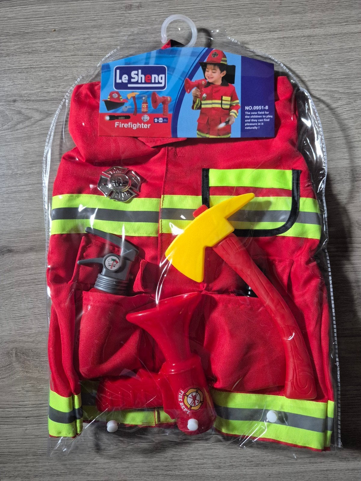 Brandweerman/vrouw verkleedkleding met accessoires 3-6 jaar, Jongen of Meisje, Onbekend, Ophalen of Verzenden, Zo goed als nieuw