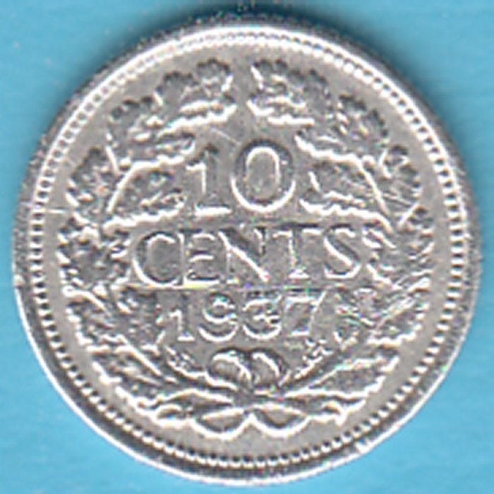 Nederland 10 cent 1937 Wilhelmina zilver, Sch. 908, Postzegels en Munten, Munten | Nederland, Zilver, Ophalen of Verzenden, 10 cent
