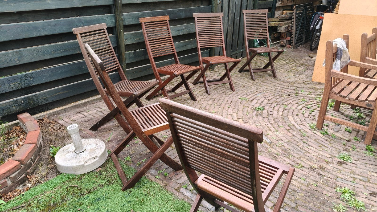 6 Teak houten klapstoelen, Ophalen, Teakhout