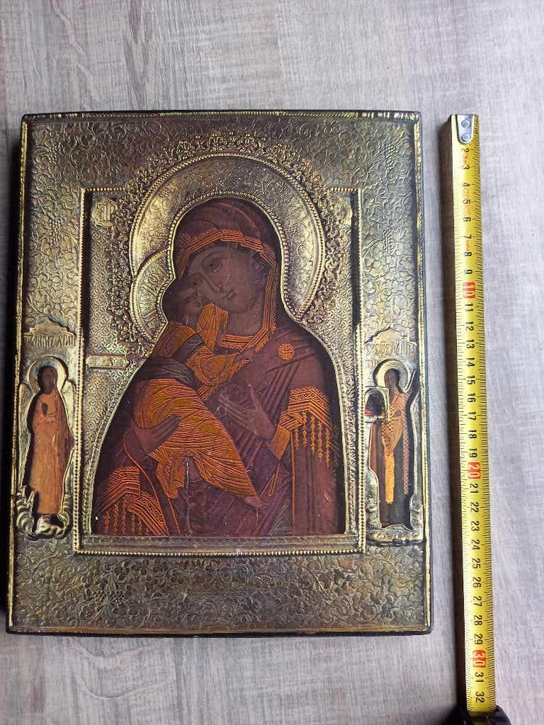 Oud Houten Icoon Moeder Gods van Vladimir, Ophalen of Verzenden