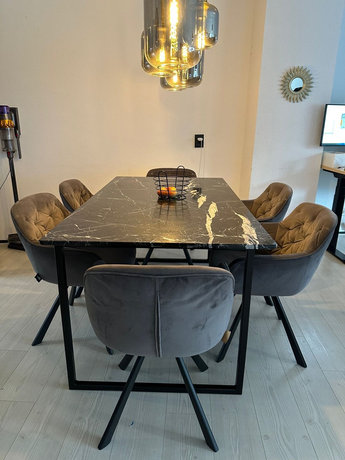 Moderne Marmeren Eettafel - Nero Marquina Zwart 160x90 cm-, Ophalen, 50 tot 100 cm, Overige materialen, 150 tot 200 cm