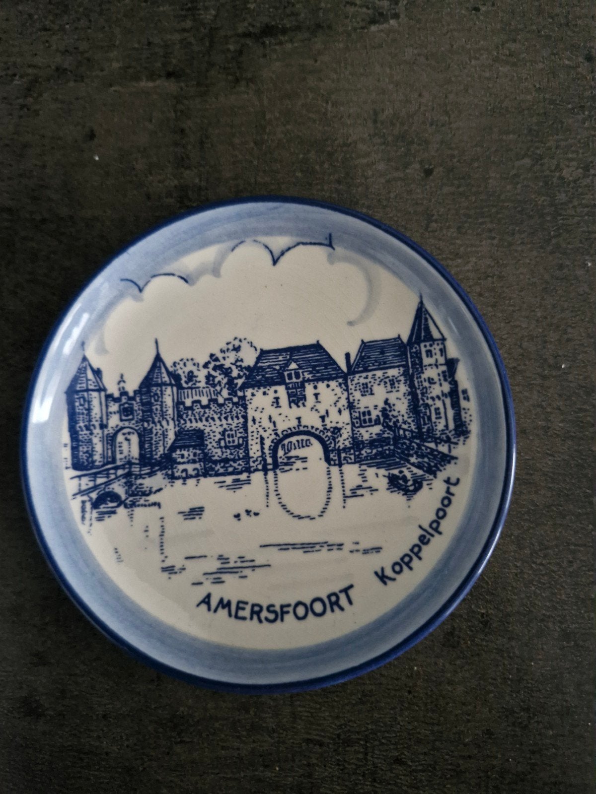 Delfts blauw wandbordje Amersfoort Koppelpoort, Ophalen of Verzenden