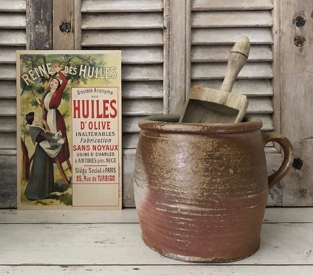 Vintage houten grutters schep uit Frankrijk, Ophalen of Verzenden