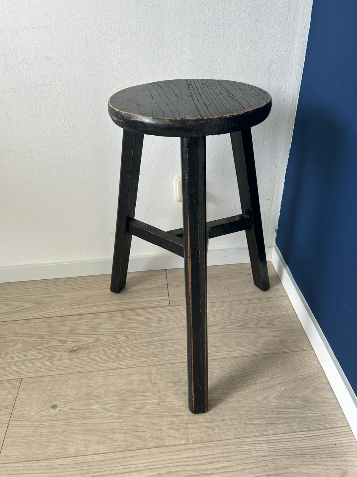 Vintage Zwarte Houten Kruk - Gebruikt, Ophalen, Gebruikt, Hout