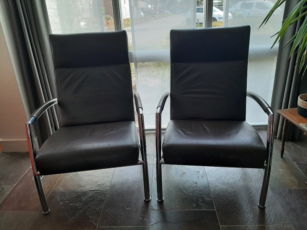 Helical Fauteuil Leolux 2x, Ophalen, Zo goed als nieuw, 50 tot 75 cm, Leer