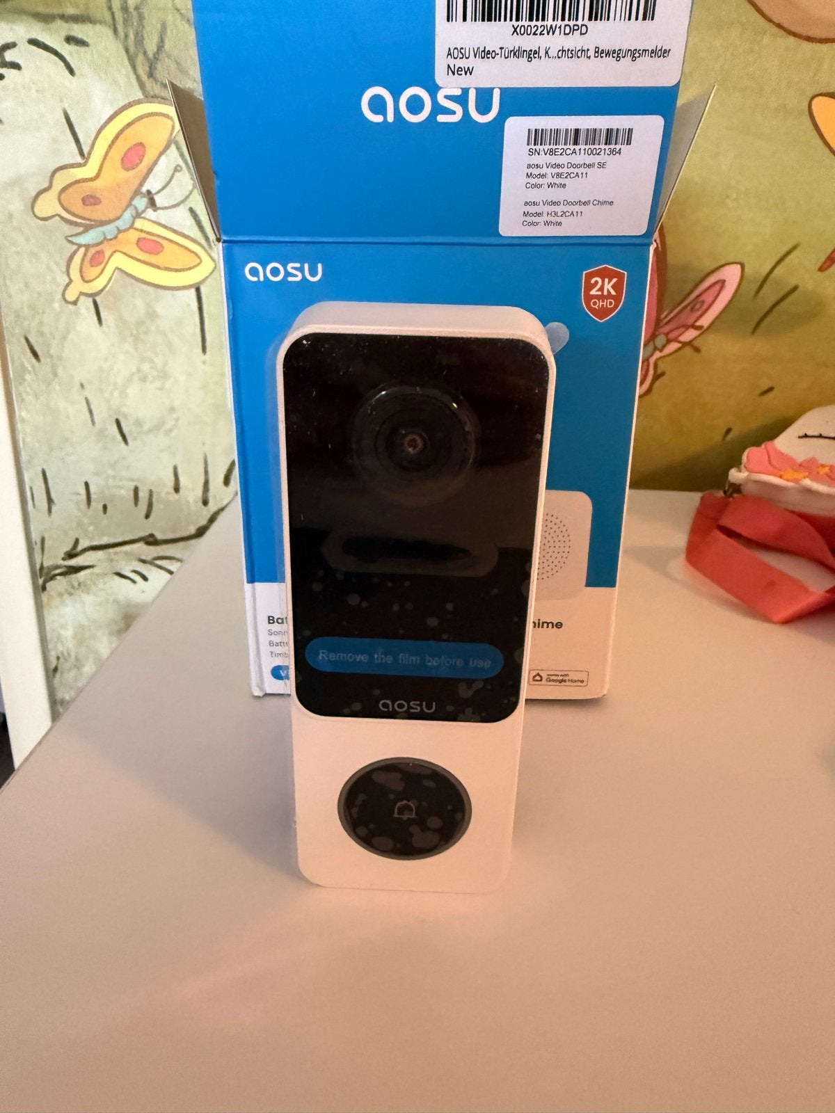 AOSU Video Deurbel SE met 2K QHD camera en gong, Ophalen of Verzenden, Ingebouwde camera, Nieuw, Draadloos