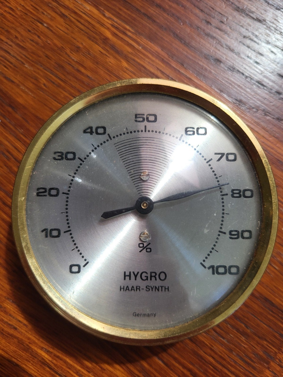 Hygrometer Haar-Synth Germany - Diameter 7 cm, Gebruikt, Metaal, Ophalen of Verzenden, Hygrometer