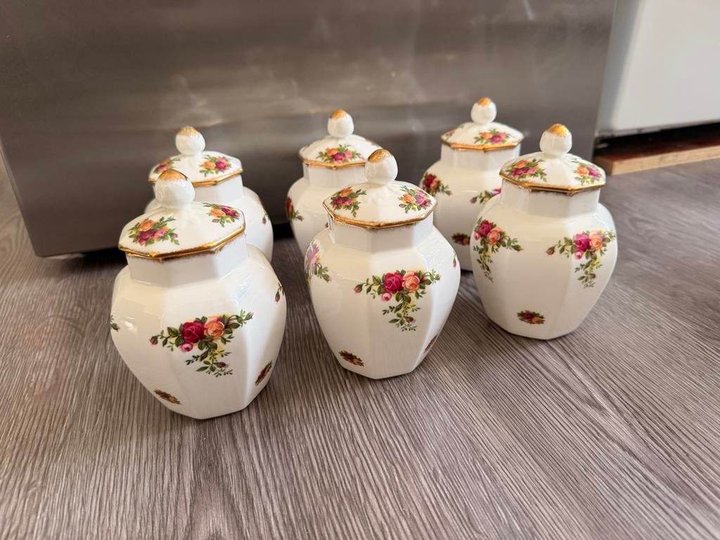 6x voorraad potje met deksel! Royal albert old country roses, Ophalen of Verzenden
