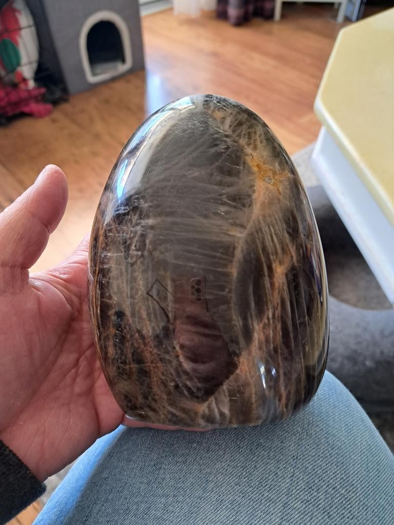 Groot stuk zwarte maansteen, Verzamelen, Mineralen en Fossielen, Ophalen of Verzenden
