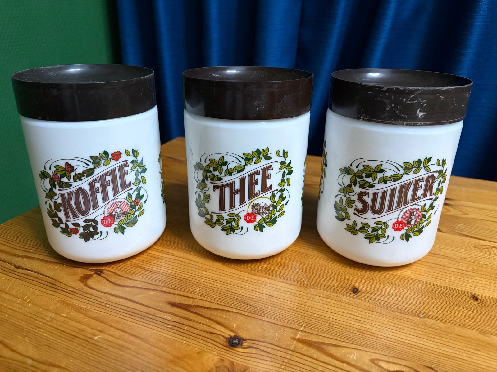 Vintage D.E. voorraadpotten: Koffie, Thee, Suiker, Ophalen of Verzenden