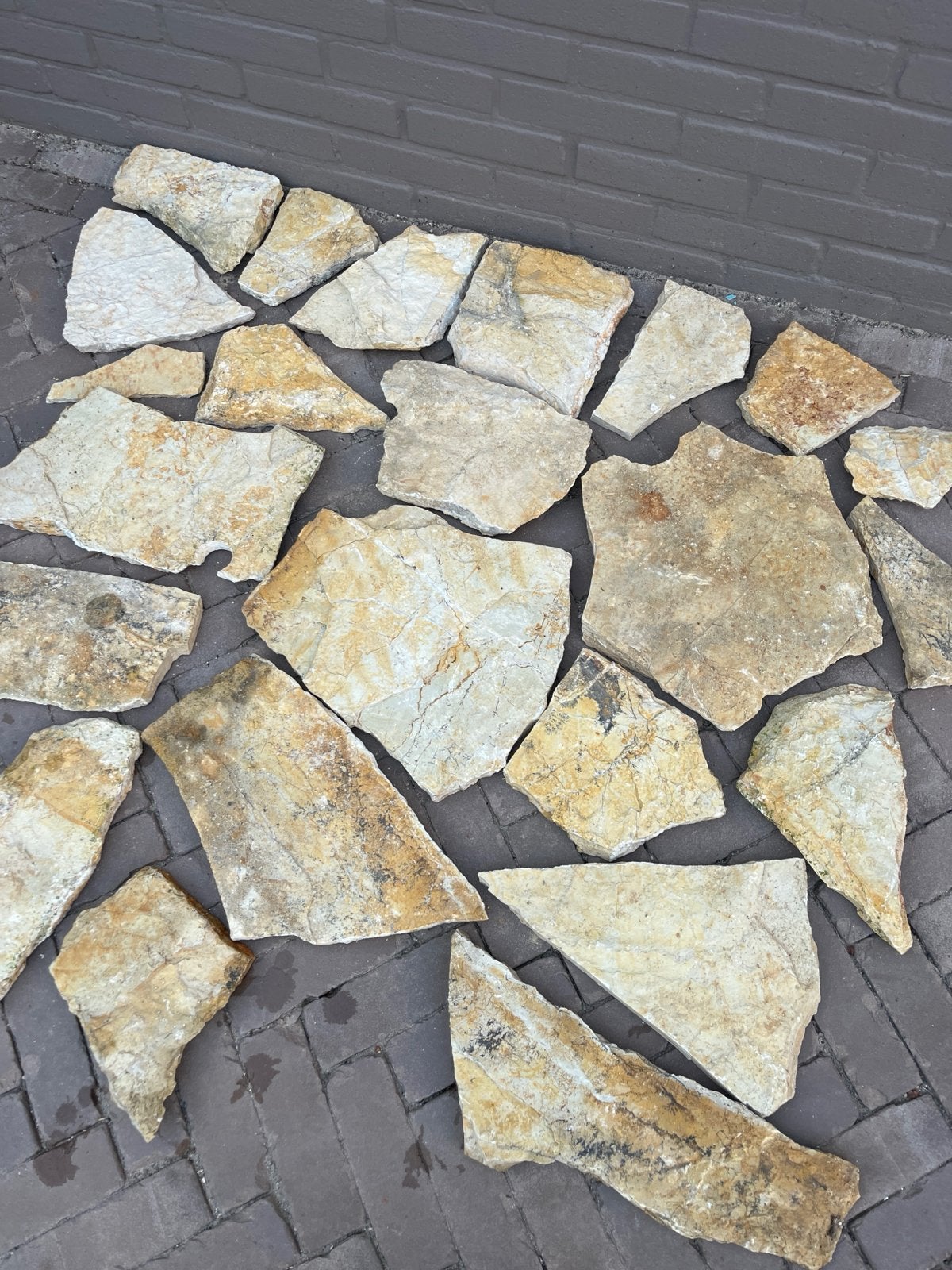 Sfeervolle natuurstenen tegels (breuksteen/flagstones) +-1m2, Ophalen, Overige materialen, Gebruikt, 5 tot 10 m²