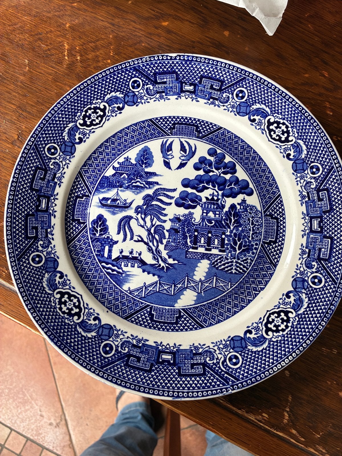 Vintage Blauw-Wit Willow Patroon Bord, Ophalen of Verzenden
