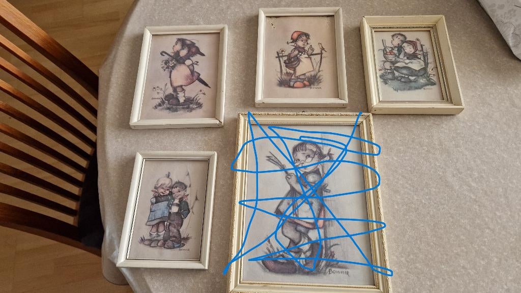 vintage hummel bonnie schilderijtjes, Huis en Inrichting, Woonaccessoires | Schilderijen, Tekeningen en Foto's, Ophalen of Verzenden
