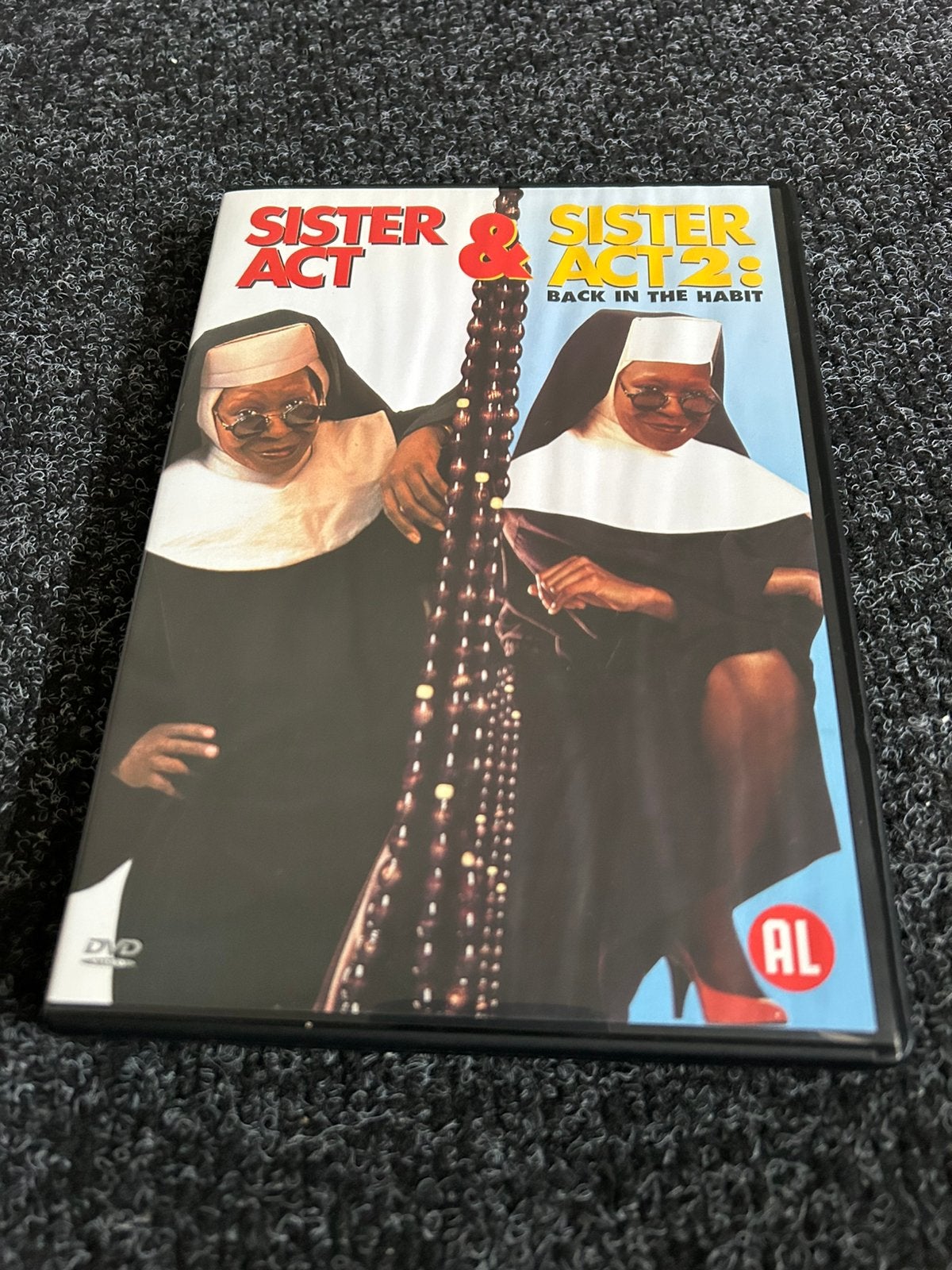 Sister act 1+ 2 op dvd, Vanaf 16 jaar, Ophalen of Verzenden, Gebruikt, Actiekomedie