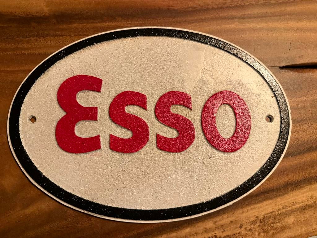 Esso Gietijzeren Reclamebord - Vintage Stijl, Ophalen of Verzenden, Gebruikt, Reclamebord
