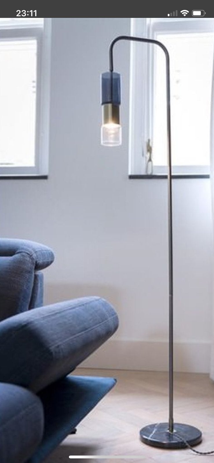 Coco Maison staande lamp met glazen kap, Ophalen, E27 (groot), 150 tot 200 cm, Glas