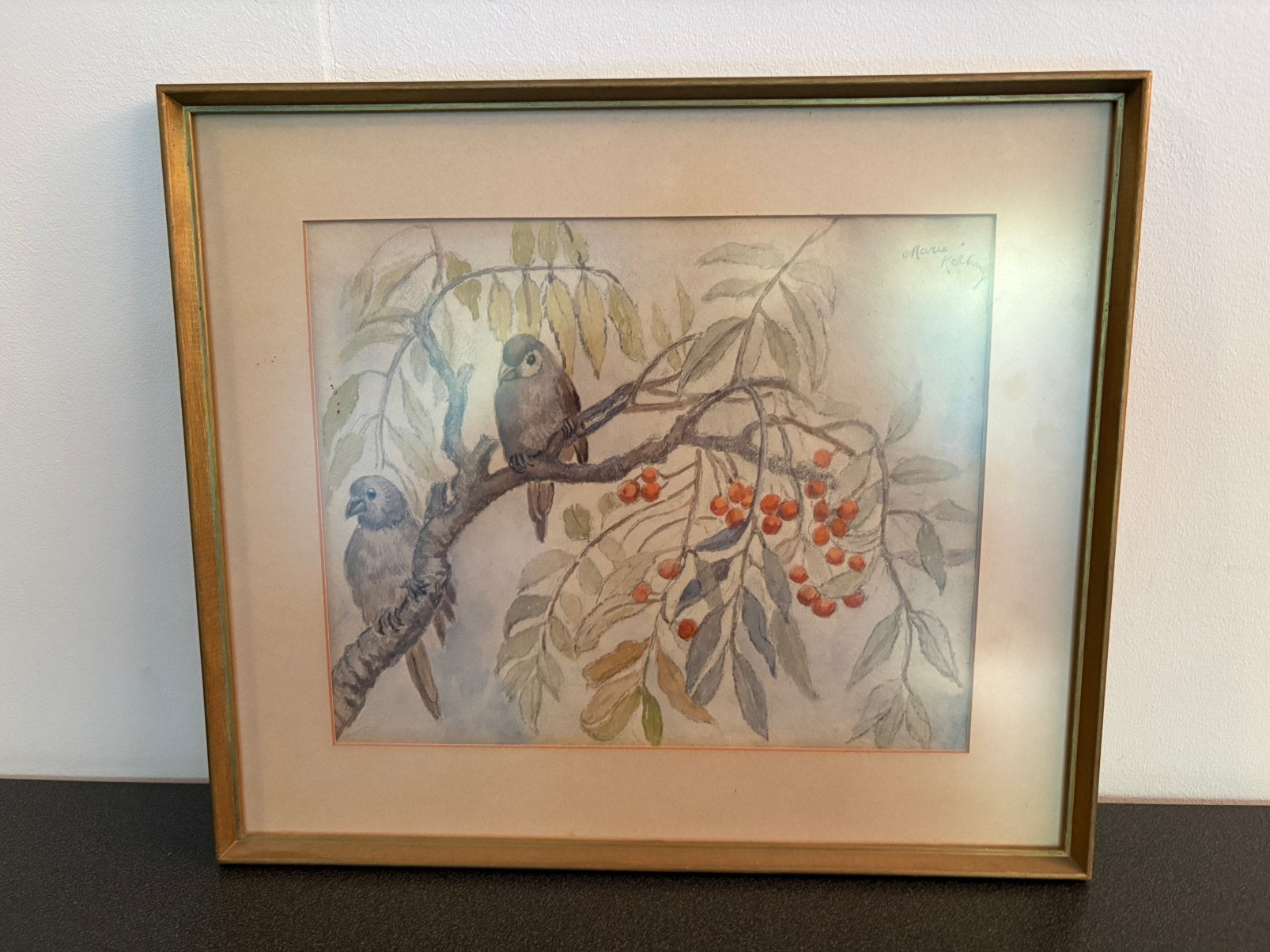 Marie Kelting (1886-1969) Schilderij - Vogels - gesigneerd, Antiek en Kunst, Ophalen, Paneel, Realistisch, Dieren