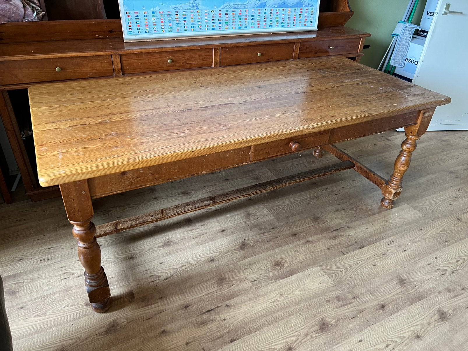 Te Koop : Grenen Eetkamertafel Tafel Hout Export Landelijk, Ophalen, Gebruikt, 200 cm of meer, 50 tot 100 cm