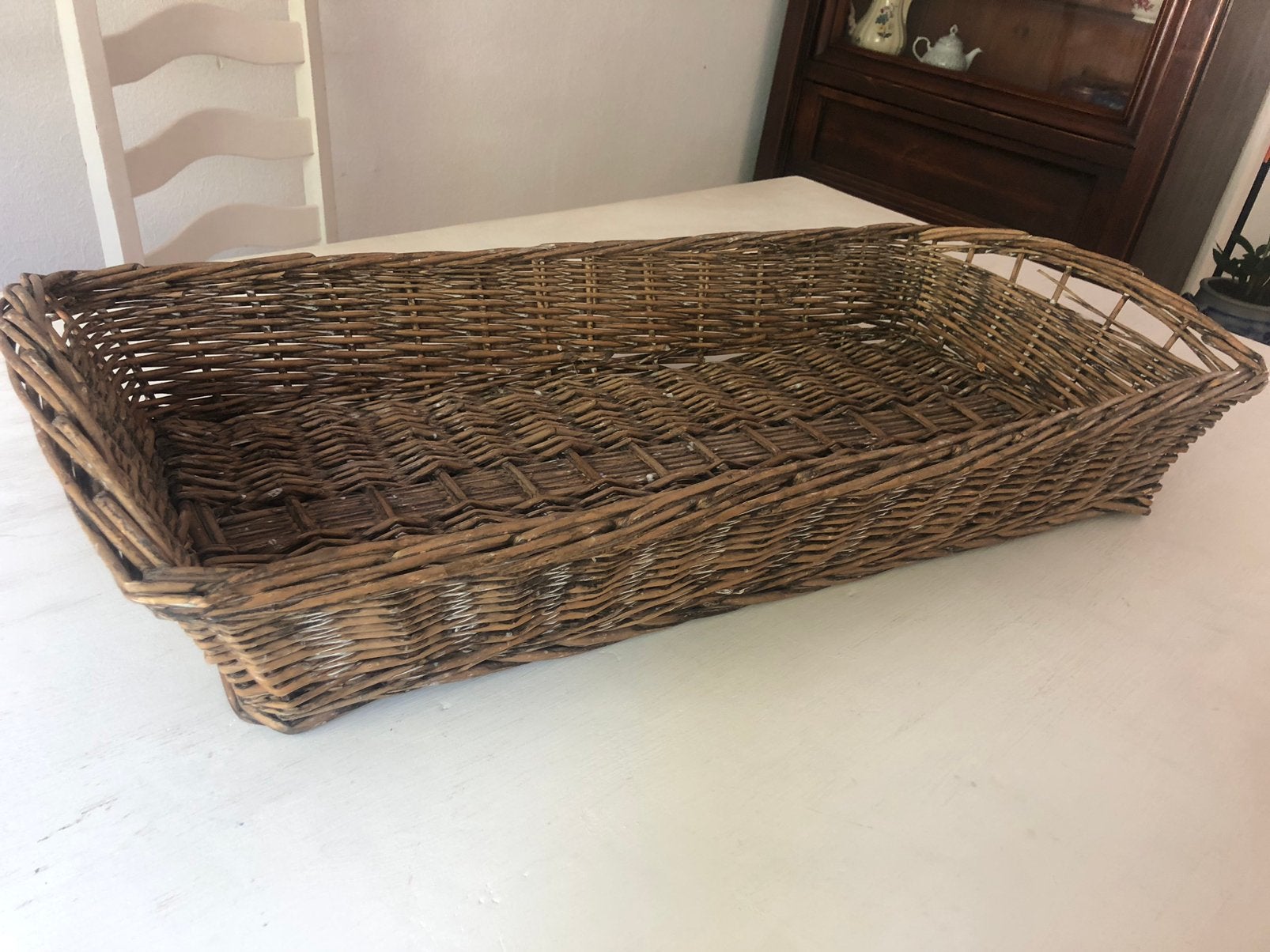 Rieten dienblad, Ophalen, Zo goed als nieuw, Rechthoekig, Riet
