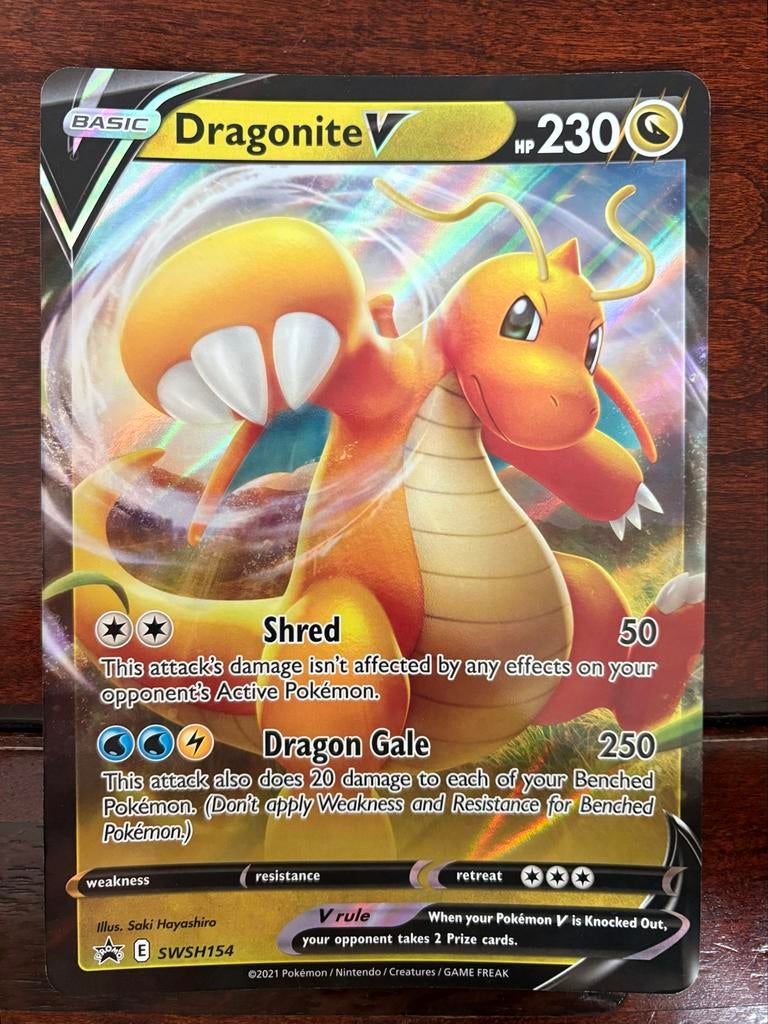 Pokémon Dragonite V SWSH154 kaart, Ophalen of Verzenden, Gebruikt, Losse kaart, Foil