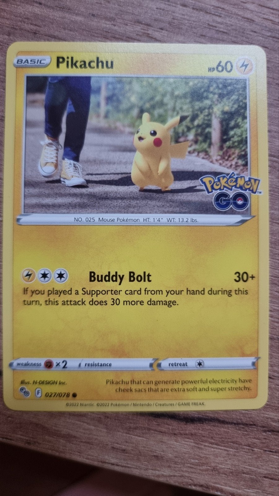 Pikachu Pokémon GO Promo Kaart F 027/078, Ophalen of Verzenden, Zo goed als nieuw