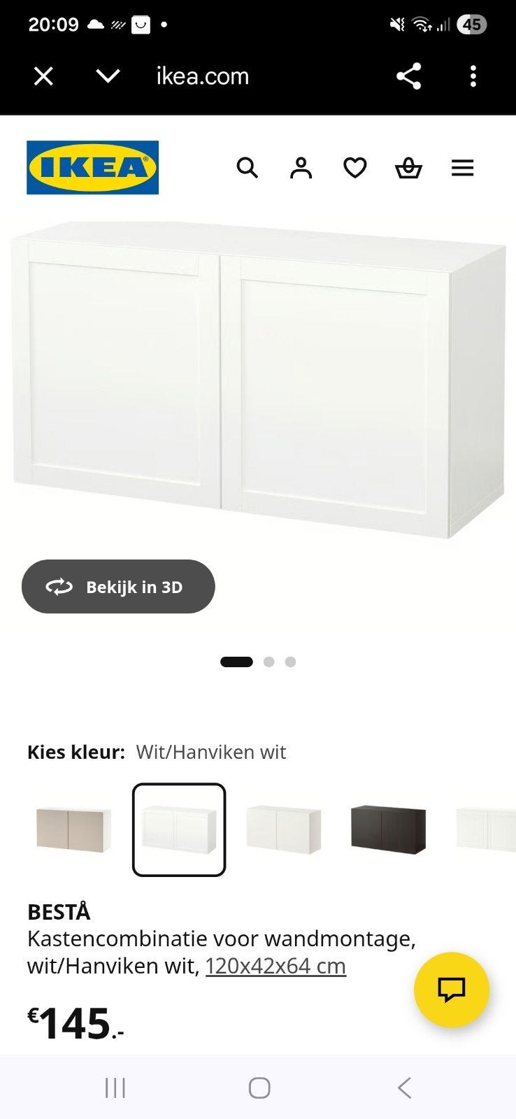 IKEA BESTÅ Kastje wit, 120x42x64 cm, Ophalen, Gebruikt