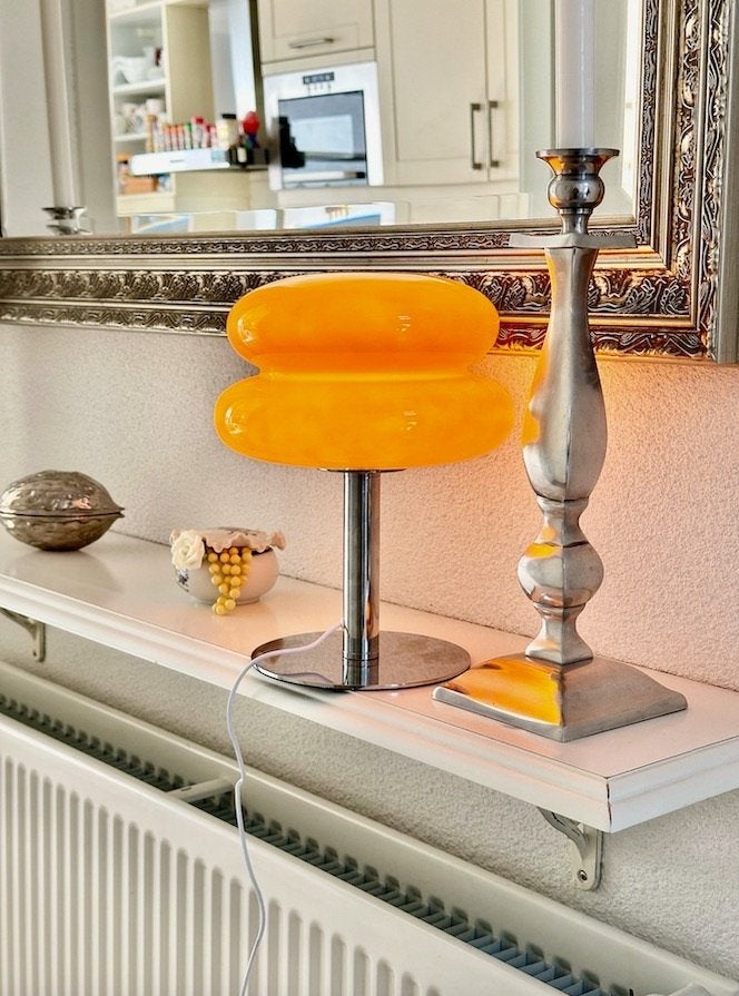 Vintage Retro Space Tafellamp - Unieke Mid-Century Must-Have, Scandinavisch, Overige merken, 28 cm, Oranje