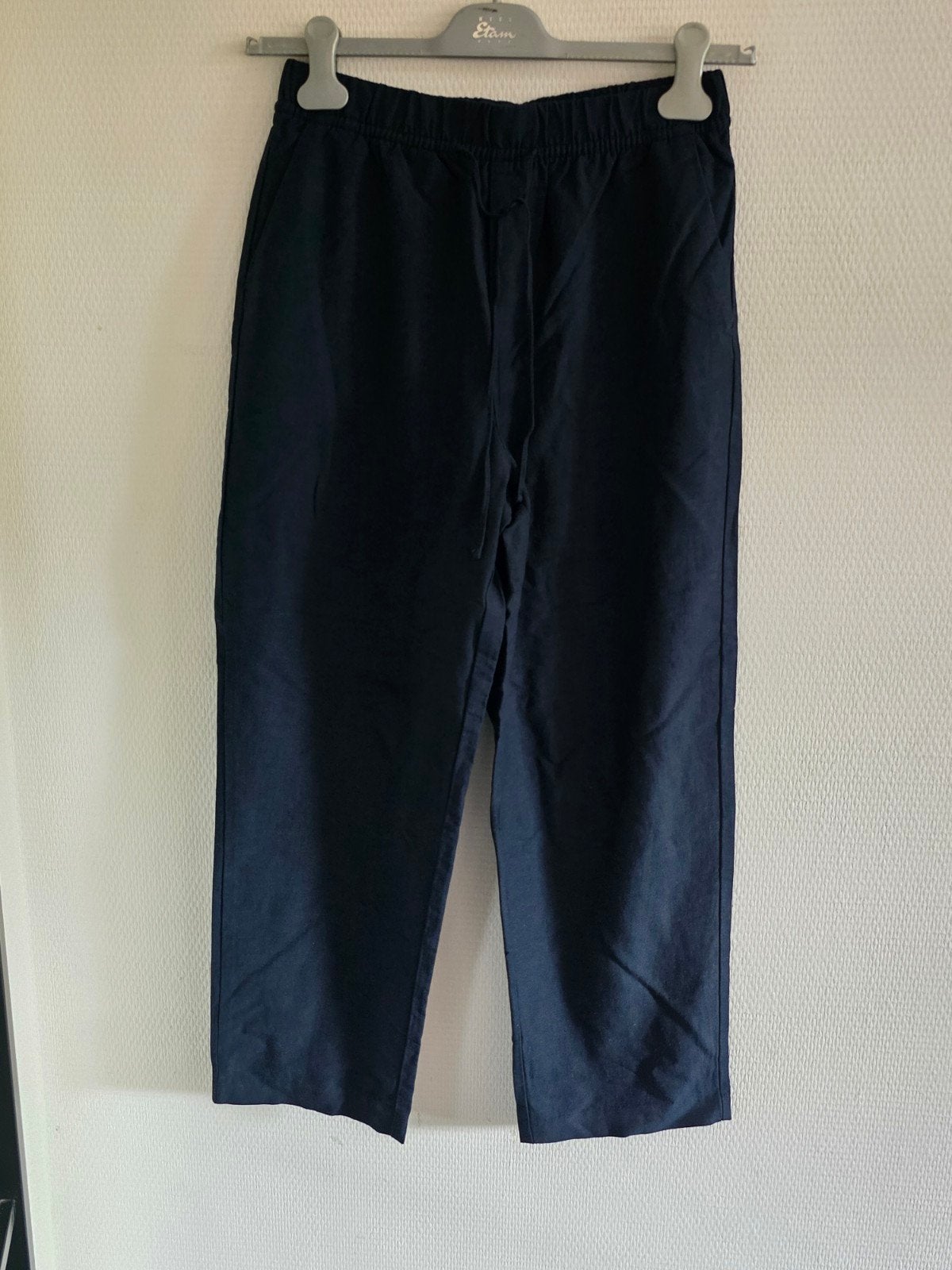 H&M Linnen Blend Broek - Donkerblauw Maat S, H&M, Blauw, Ophalen of Verzenden, Zo goed als nieuw