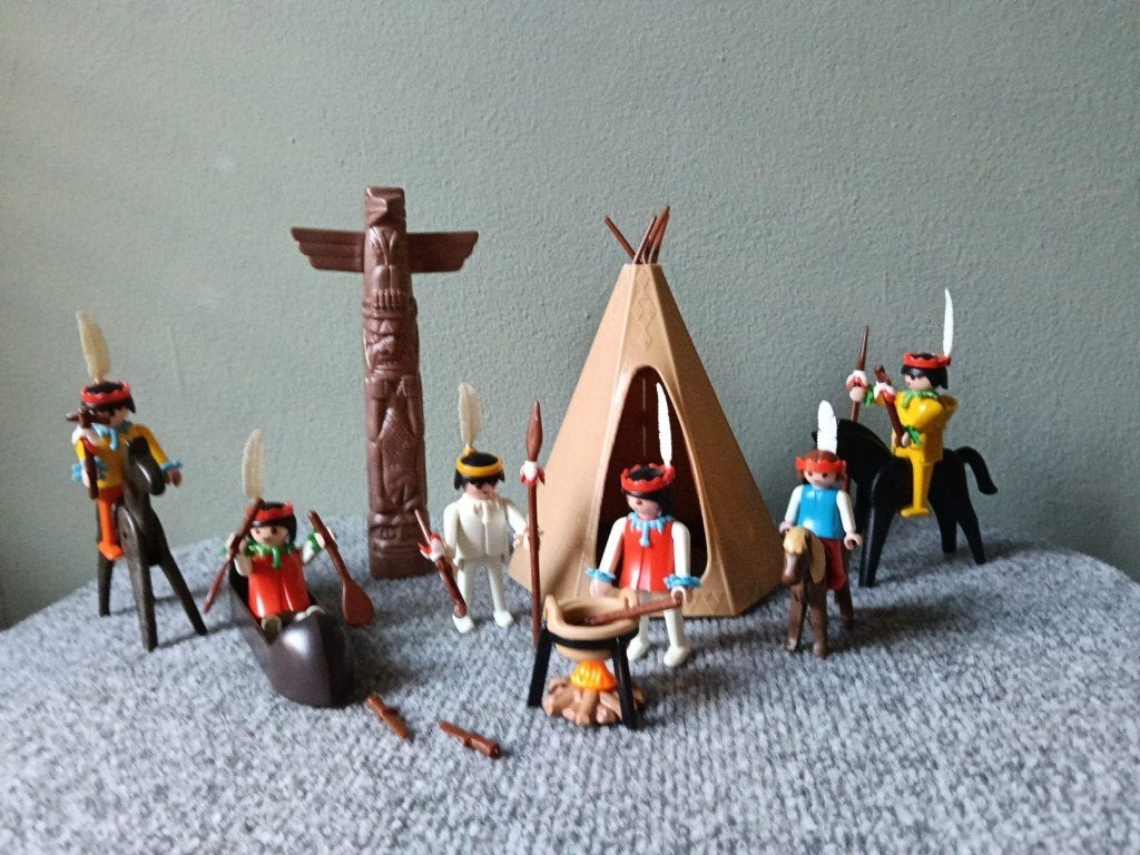 Playmobil Vintage Indianen Set met Tipi en Totempaal, Lieselotjetweedehandsspeelgoed@gmail.com, Complete set, -, Overige typen