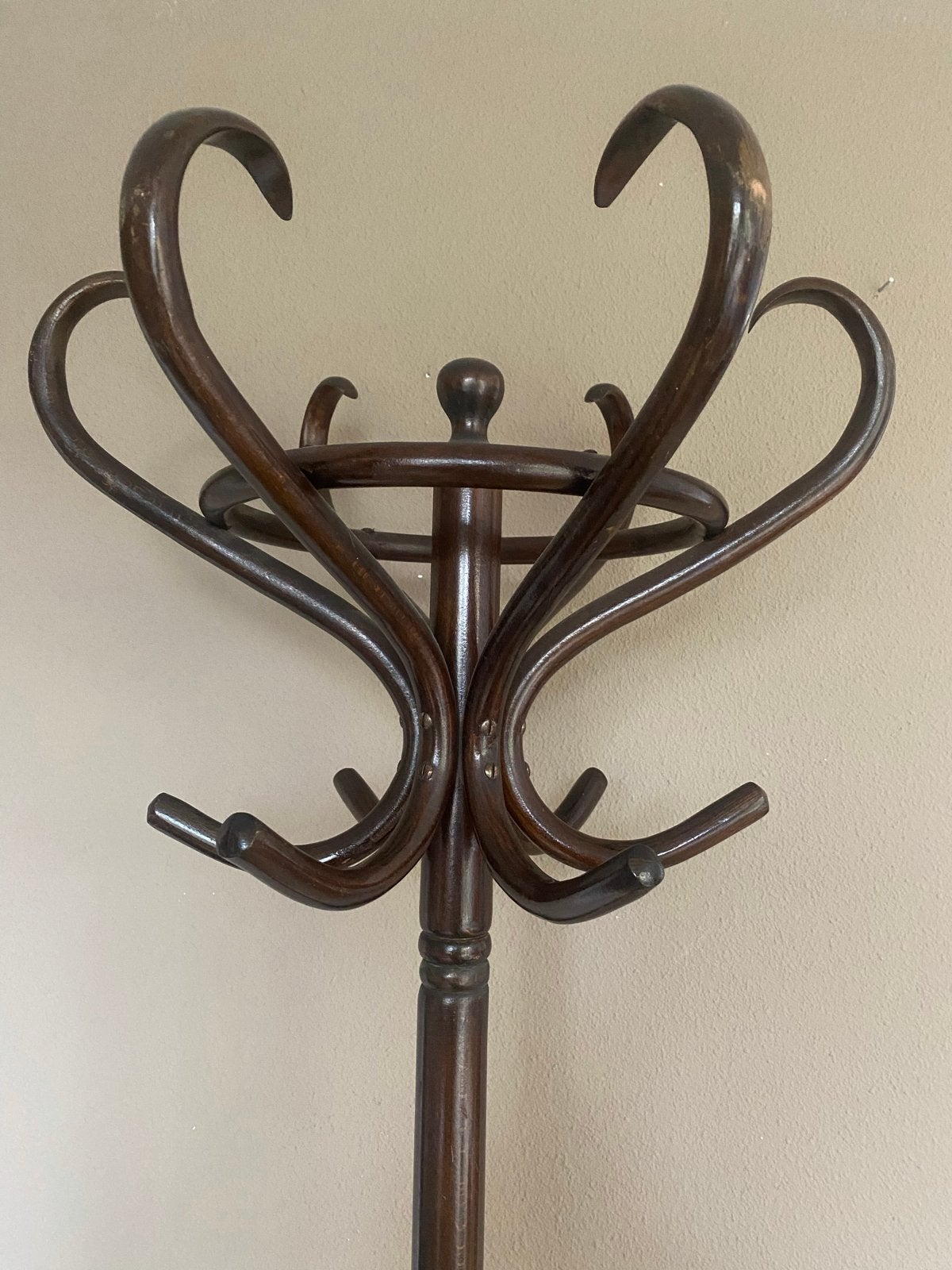 Vintage Thonet kapstok donker hout, Ophalen, Gebruikt, Staande kapstok, 150 tot 200 cm