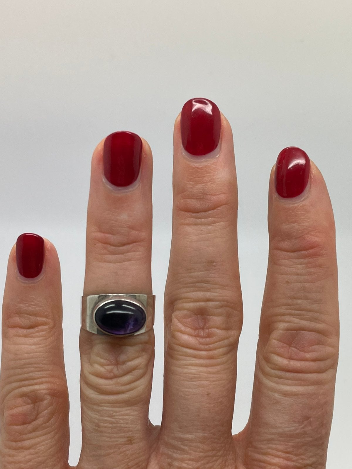 G376 Prachtige zilveren ring Georg Kramer amethist maat 16,5, Ophalen of Verzenden, Zilver, Ring, Met edelsteen
