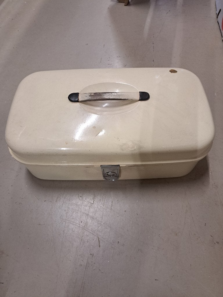 Broodtrommel geëmailleerd., Beige, Gebruikt, Ophalen of Verzenden, Metaal
