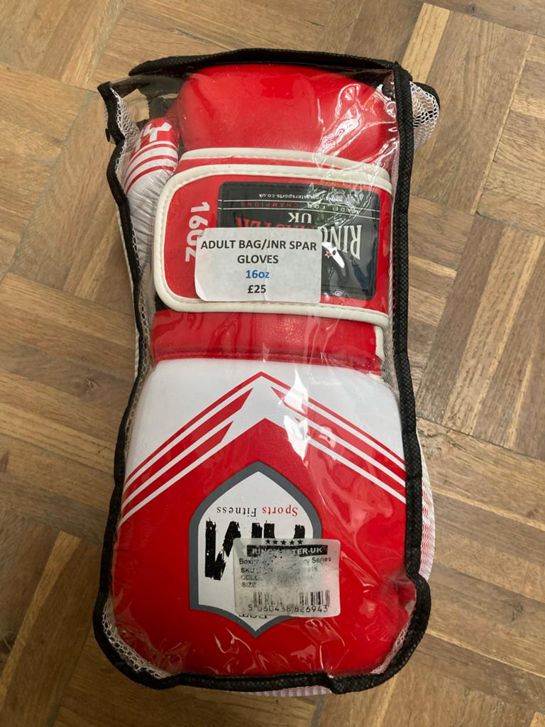 Ring Master Boks handschoenen 16oz - Rood/Wit, Sport en Fitness, Ophalen of Verzenden, Zo goed als nieuw, Bokshandschoenen
