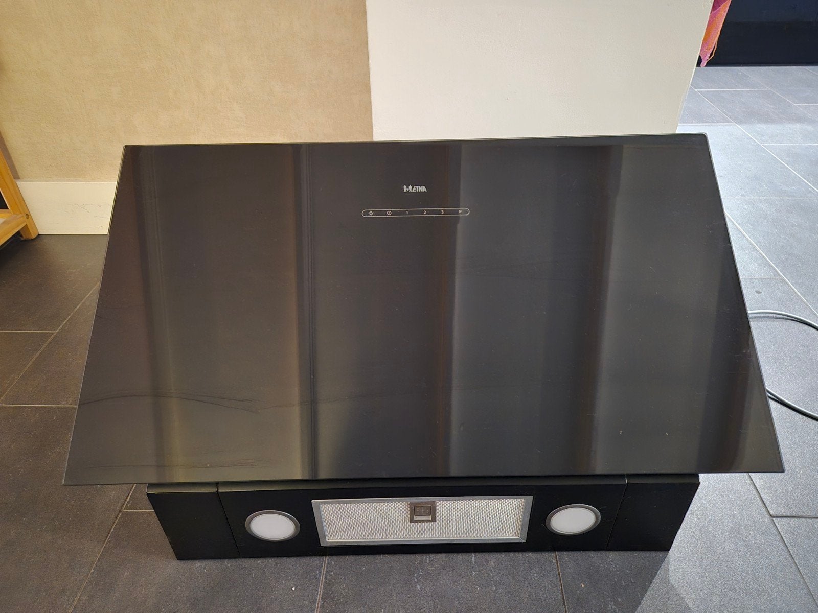ETNA Afzuigkap 80 cm - Zwart Glas, Witgoed en Apparatuur, Ophalen, Zo goed als nieuw, Inbouw, Vlakschermkap