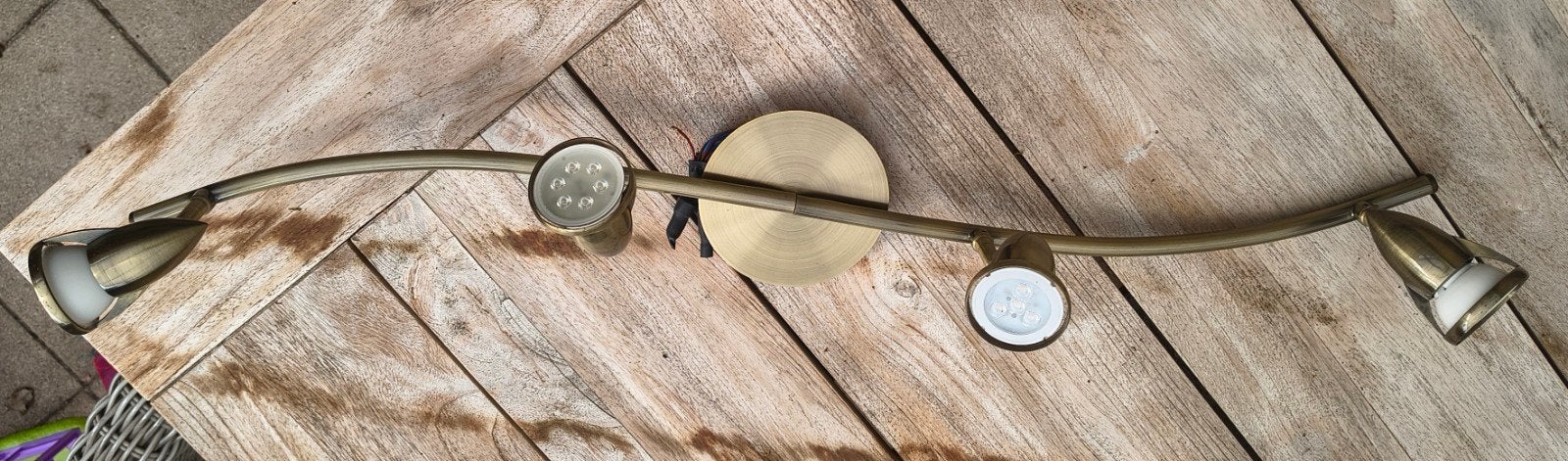 Massive Plafondlamp met 4 GU10 Spots - Bronskleurig, Ophalen, Gebruikt, Modern, Industrieel, GU10