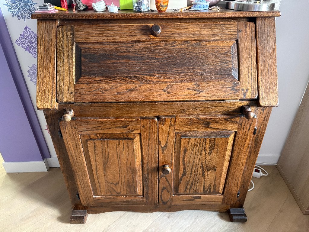 eikenhouten secretair bureau / oak secretary desk, Ophalen, Gebruikt, Hout, Secretaire
