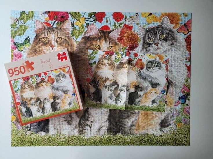 puzzel 950 stukjes poezen, Hobby en Vrije tijd, Denksport en Puzzels, Ophalen of Verzenden, 500 t/m 1500 stukjes, Zo goed als nieuw