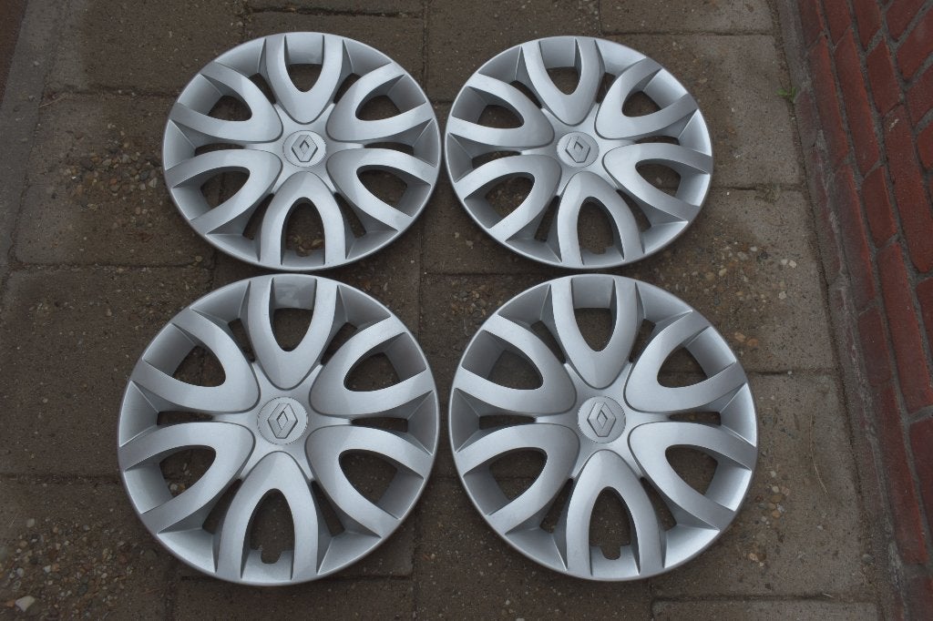 Set van 4 originele wieldoppen Renault Clio 15 inch, Auto diversen, Ophalen of Verzenden, Zo goed als nieuw