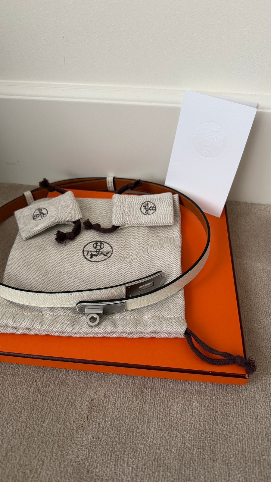 Hermes Kelly riem Kelly belt white, Ophalen of Verzenden, Nieuw