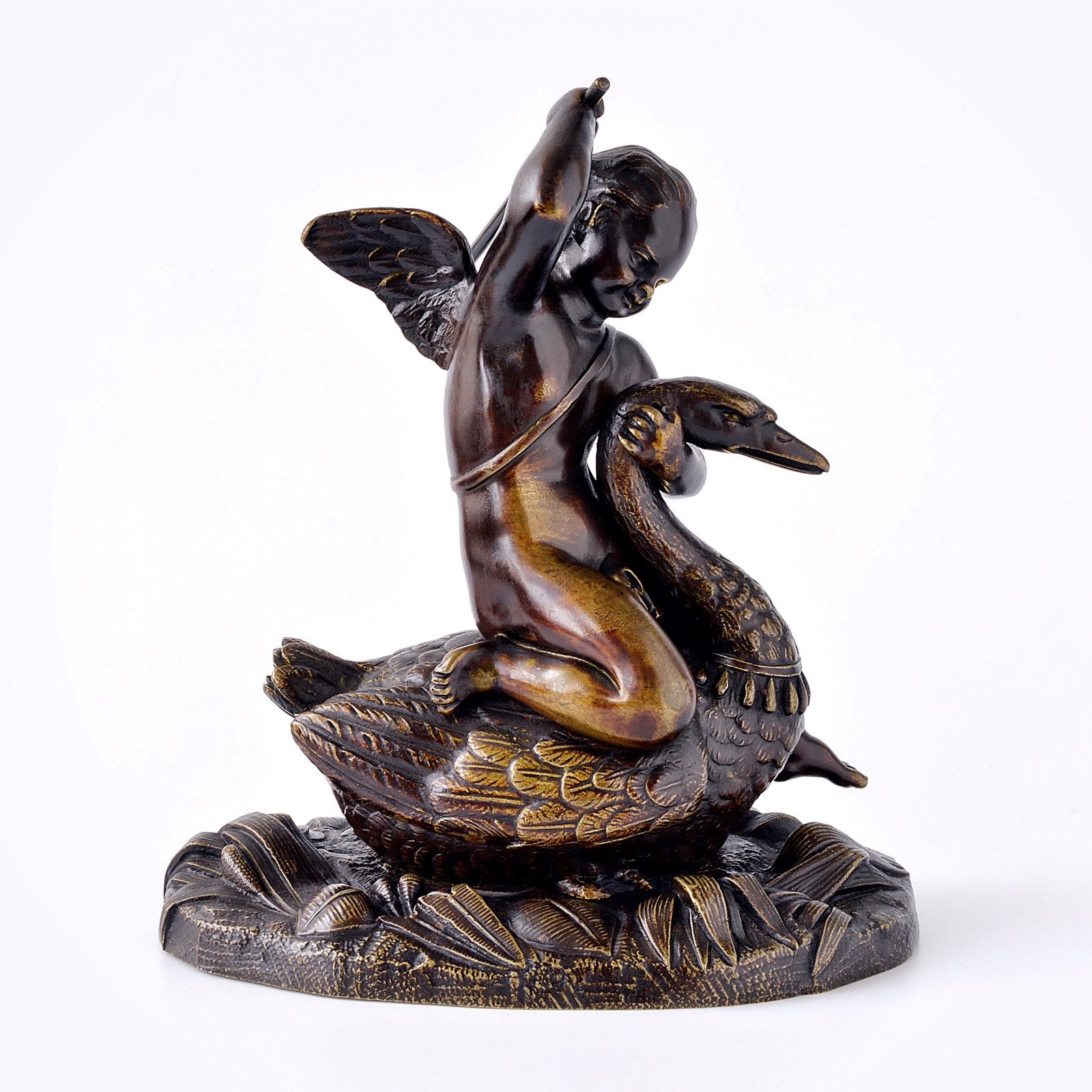Empire bronzen sculptuur, Cupido met zwaan, Ophalen, Minder dan 20 cm, Scène, Beeld