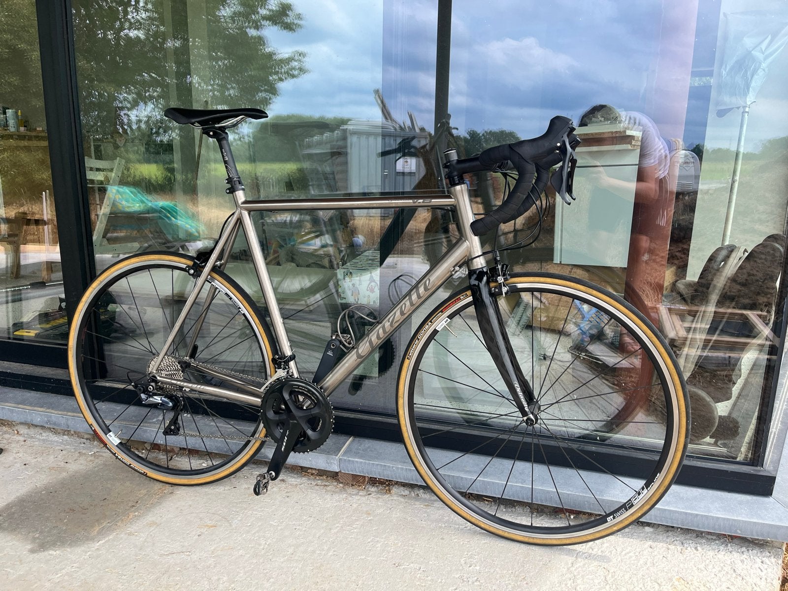 Gazelle V8 Titanium Racefiets - Shimano 105/Ultegra, DT Swis, 28 inch, Velgrem, Zo goed als nieuw, 57 tot 61 cm