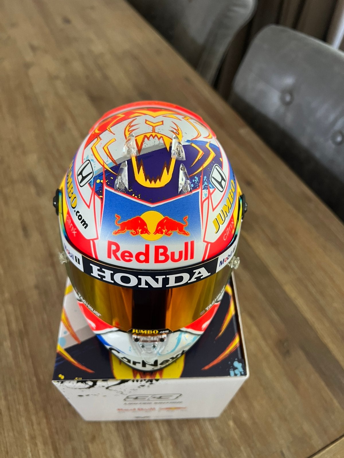 Max Verstappen Dutch GP helm 2021 1:2, Verzamelen, Ophalen of Verzenden, Zo goed als nieuw, Formule 1